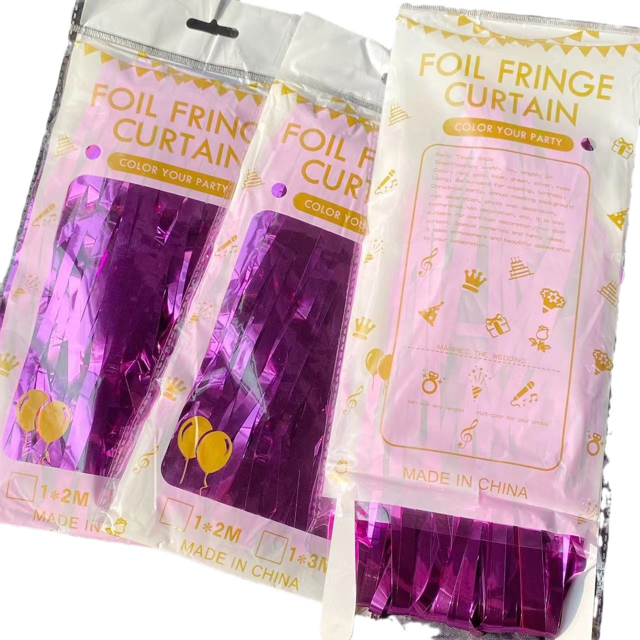 1*2 M lluvia cortina de seda fiesta de cumpleaños boda Fondo pared decoración borla brillante lluvia cortina de seda