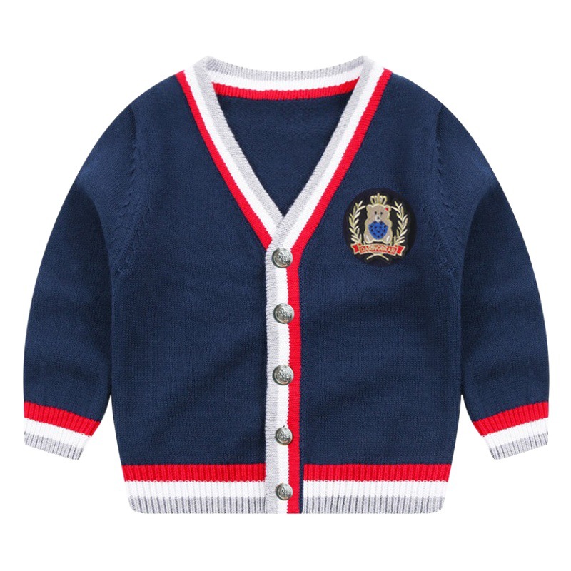 [Jin Yong oso] uniforme escolar de comercio exterior nueva ropa de los niños suéter estilo coreano algodón niños lana Chaqueta de punto chaqueta