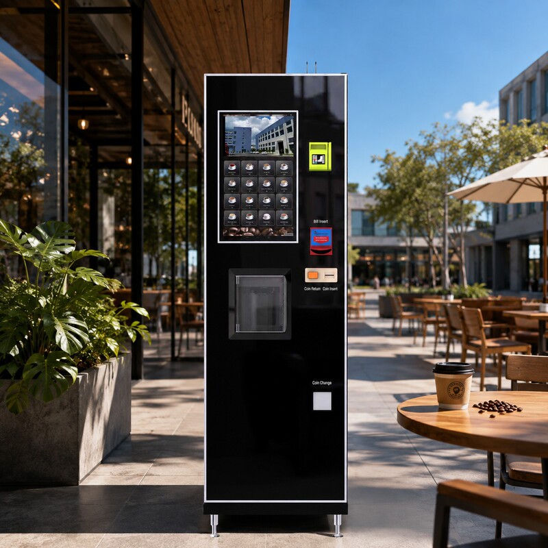 Commercial Fully Automatic Coffee Vending Machine with Hot and Cold Beverage Options, LCD Touch Screen, and Remote Cloud Management Backend Commercial Fully Automatic Coffee Vending Machine with Hot and Cold Beverage Options, LCD Touch Screen, and Remote Cloud Management Backend