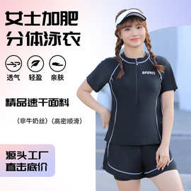 夏季泳衣女2025新款分体式保守大码女孩遮肚显瘦平角运动游泳装女