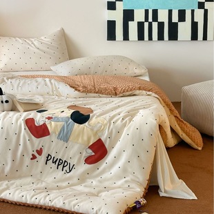 Maternal and Infant Grade A Cotton Double-Layer Yarn Beanstalk Quilt Spring and Autumn Quilt Thickened Warm Winter Quilt Machine Washable Double Quilt Core