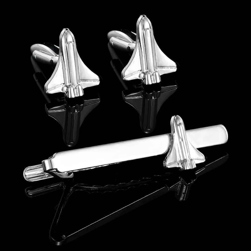 new astronaut space tie clip men's trendy casual tie clip cufflinks set clothing accessories_voghion.com