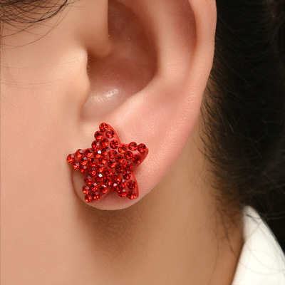 DH欧美跨境热销 时尚气质满钻星星造型耳针耳饰 小巧创意装饰耳环