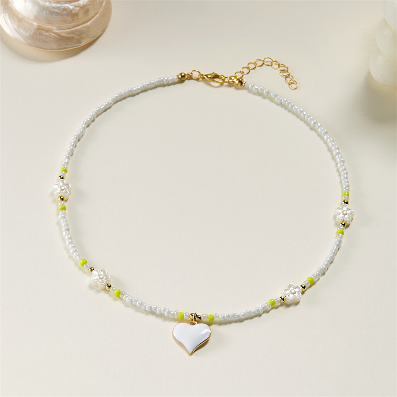 10g Weight Alloy Pendant Material Pendant Necklace Classification Seed Bead Chain Material Beaded Chain Chain Type 1 Piece Quantity Holiday, Daily Occasion Alloy, Seed Bead Material Flower Pattern All Seasons Season Women's Gender Vacation, Classic Style Style Vacation Classic Style Flower Alloy Seed Bead Beaded Chain Beaded Necklaces Wholesale 11