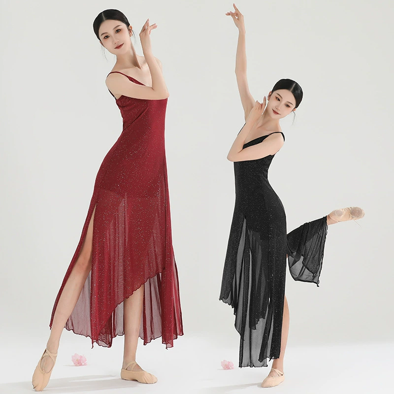 Летний костюм 2024 года, новый стиль, бордовый, с блестками, комбинезон-шорты на бретелях, платье на бретелях, для занятий джазовым танцем и выступлений.