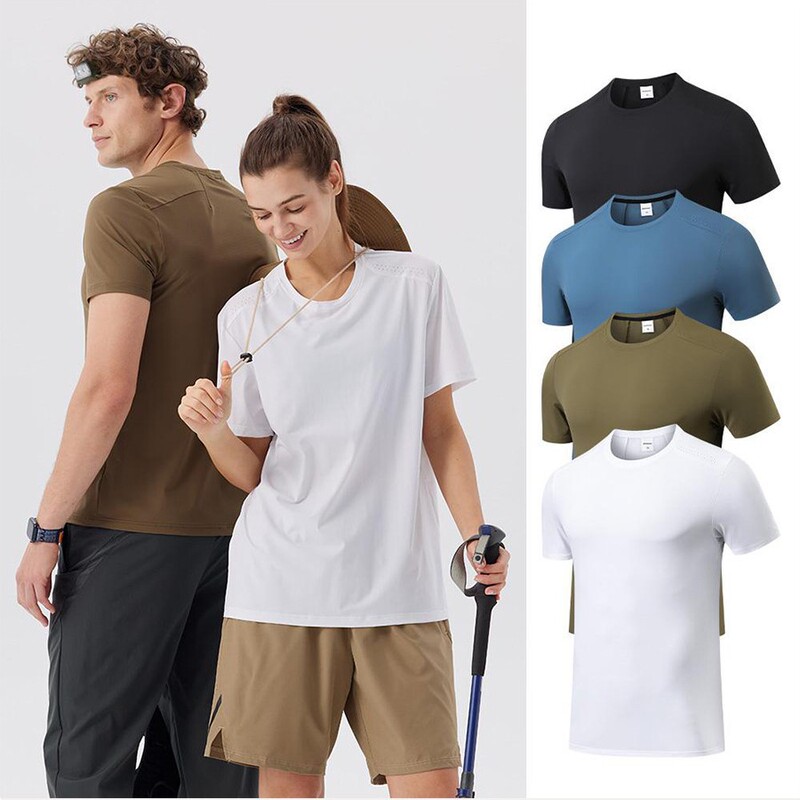 Outdoor Quick-drying Clothes Men's Summer Tuanjian Short-sleeved Crewneck Top in stock Wholesale Breathable Elastic Sports Quick-drying T-shirt