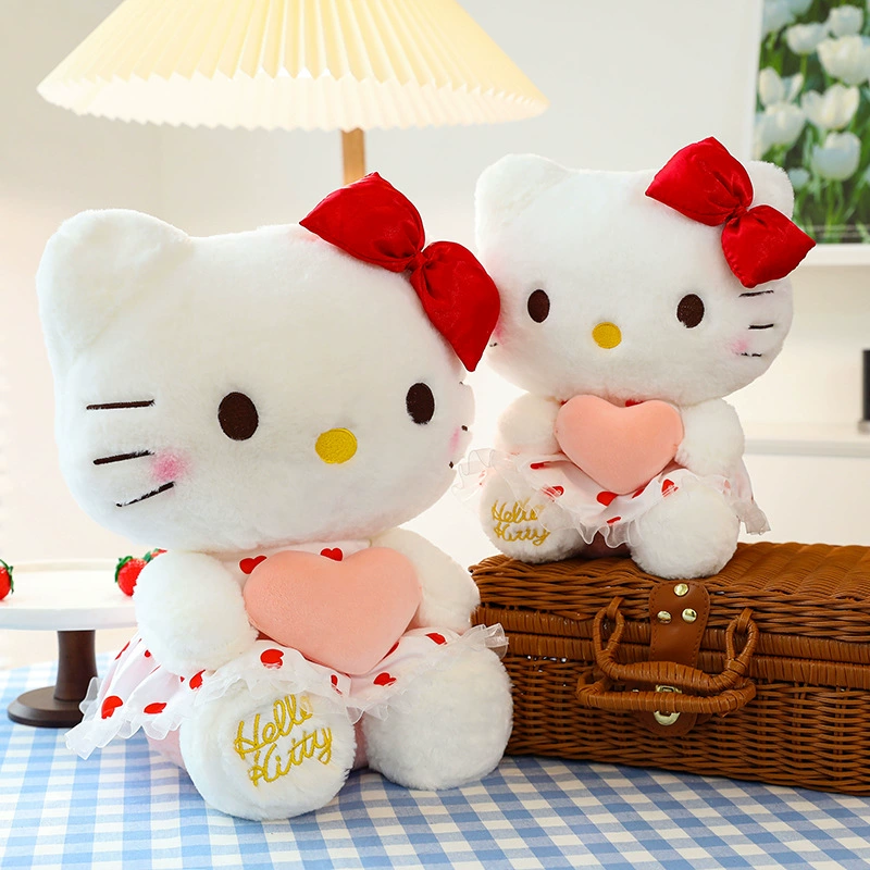 Мягкая игрушка Hello Kitty сидящая с сердечком и бантиком, размеры 30–80 см