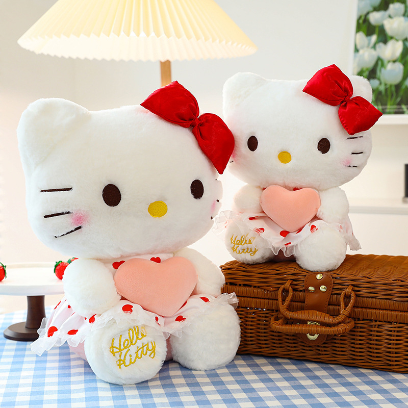 New style gauze skirt hellokitty doll plush toy cute KT cat doll Hello Kitty birthday gift wholesale