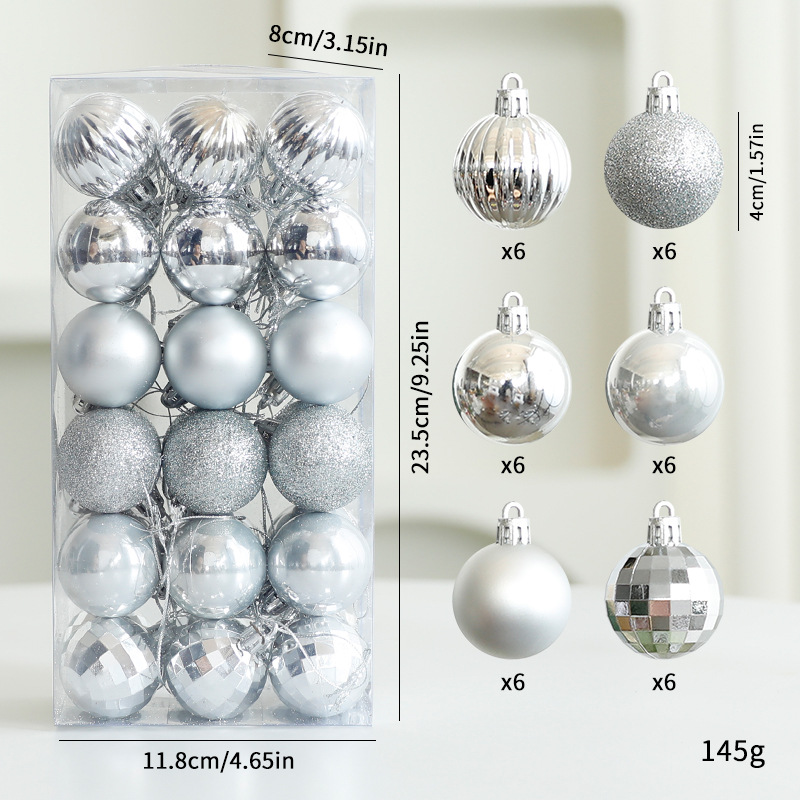 Amazon decoraciones de Navidad 4cm / 36pcs barril pintado conjunto de bolas de Navidad colgante de árbol de Navidad al por mayor