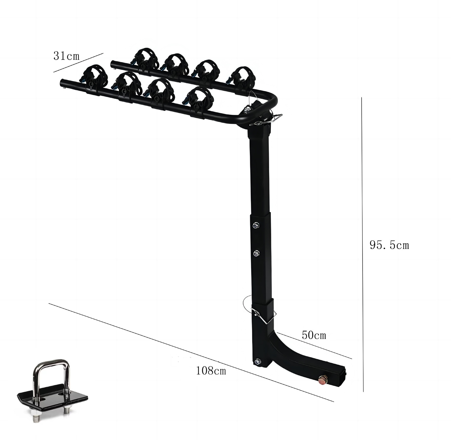 Car rear-mounted trailer rack, vehicle-mounted bicycle metal luggage rack, universal rear foldable bicycle rack