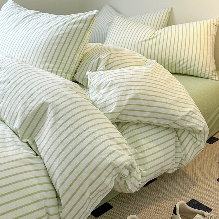 2025 nuevo traje de cama de cuatro piezas de algodón funda de edredón de algodón lavado sábana de algodón traje de dormitorio de tres piezas