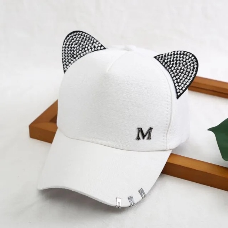 Women's Hip-hop Streetwear Solid Color Rhinestone Curved Eaves Baseball Cap display picture 5