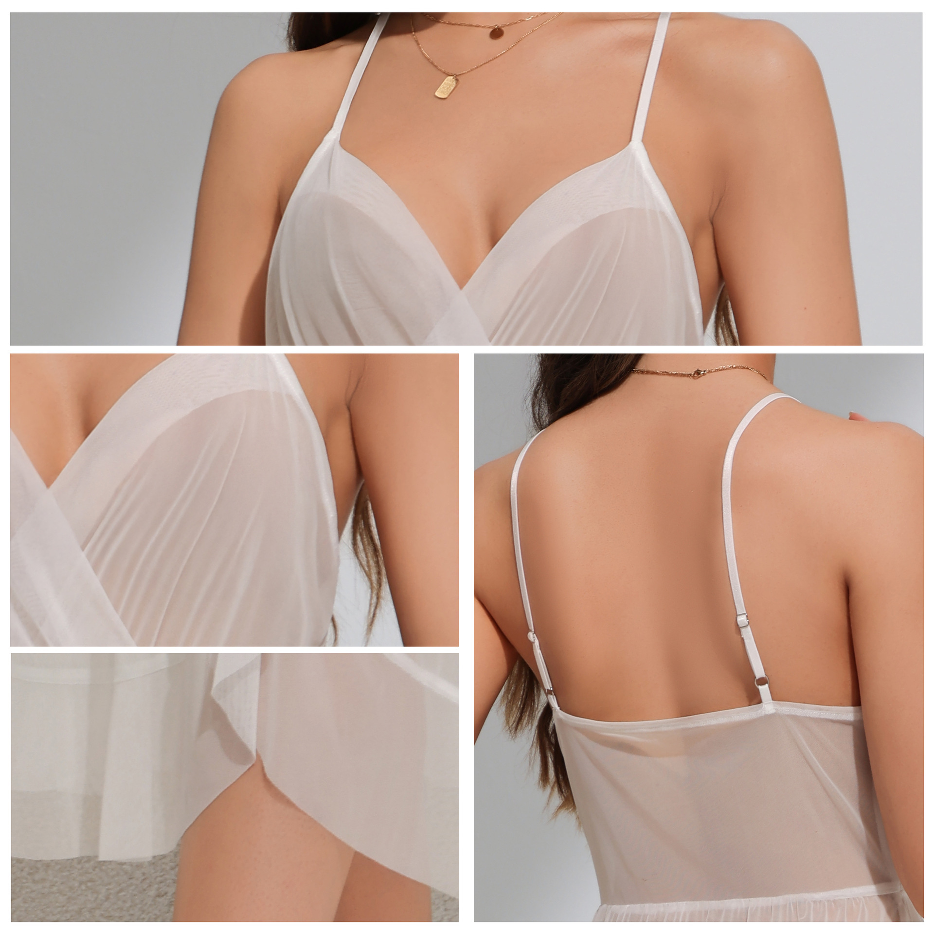 Yaoting red transfronteriza pijama sexy mujer verano encaje en V collar larga camisa de dormir ropa de hogar mujer 3579