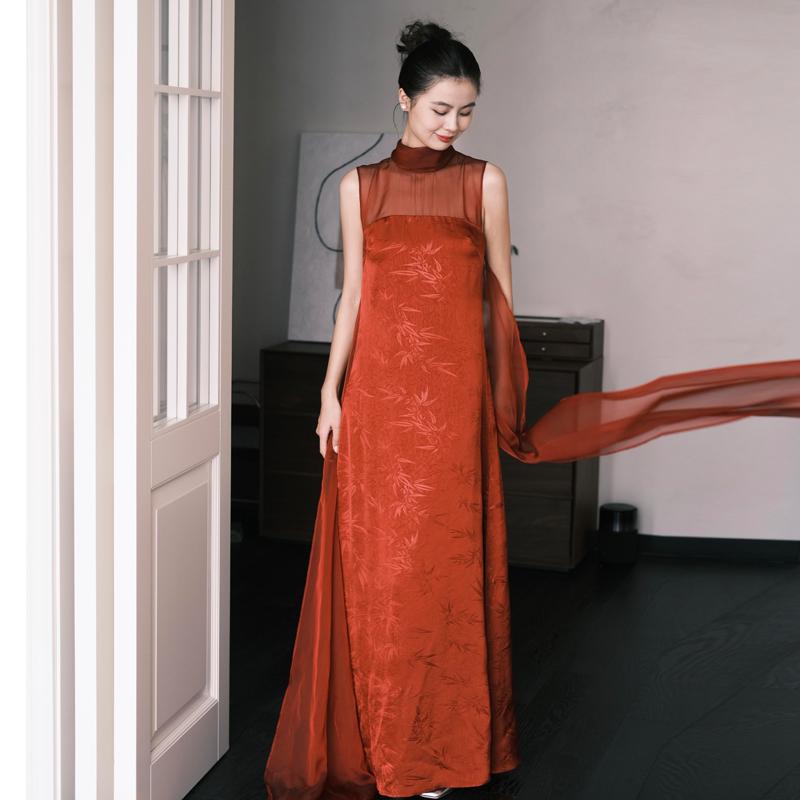 New Chinese Retro Morning Gown Dress Bride Wedding Niche Engagement Dress Wedding Back Door Toast Dress Bride