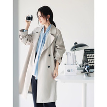 显瘦双排扣小个子中长款浅茶色风衣女外套2025春季新款1G2960221