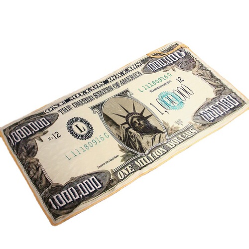 Four-Season Universal Office Nap Blanket: Creative, Funny, and Playful — Million-Dollar Bill Design, Plus Fluffy Fleece for Air Conditioning Comfort