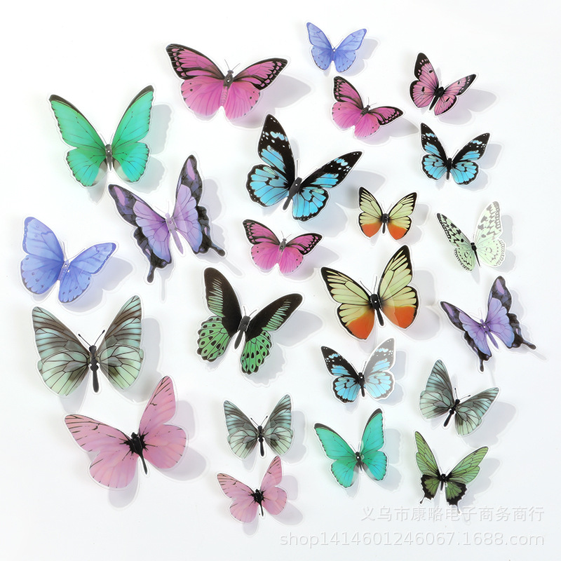 YW PVC color printing cross-border 36 decorative butterfly room living room 3D wall stickers decoration
