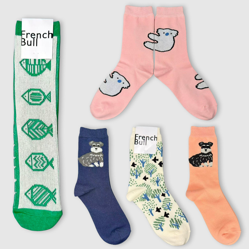 New Frenchbull Japanese Trendy Brand Socks for Women, Mid-Calf Cartoon Cute Dog Design, Trendy Cross-Border All-Season Cotton Socks New Frenchbull Japanese Trendy Brand Socks for Women, Mid-Calf Cartoon Cute Dog Design, Trendy Cross-Border All-Season Cotton Socks