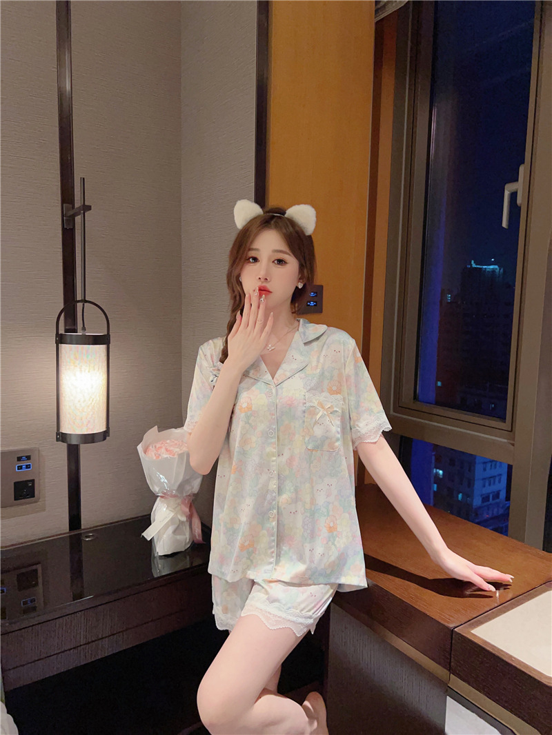 5416 아이스 실크 베어 반바지 세트