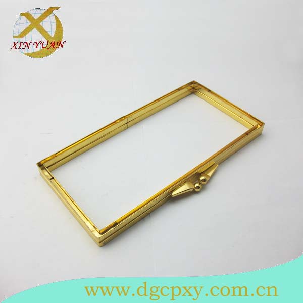 厂家供应多款金色手抓包五金边框，金属提手口金