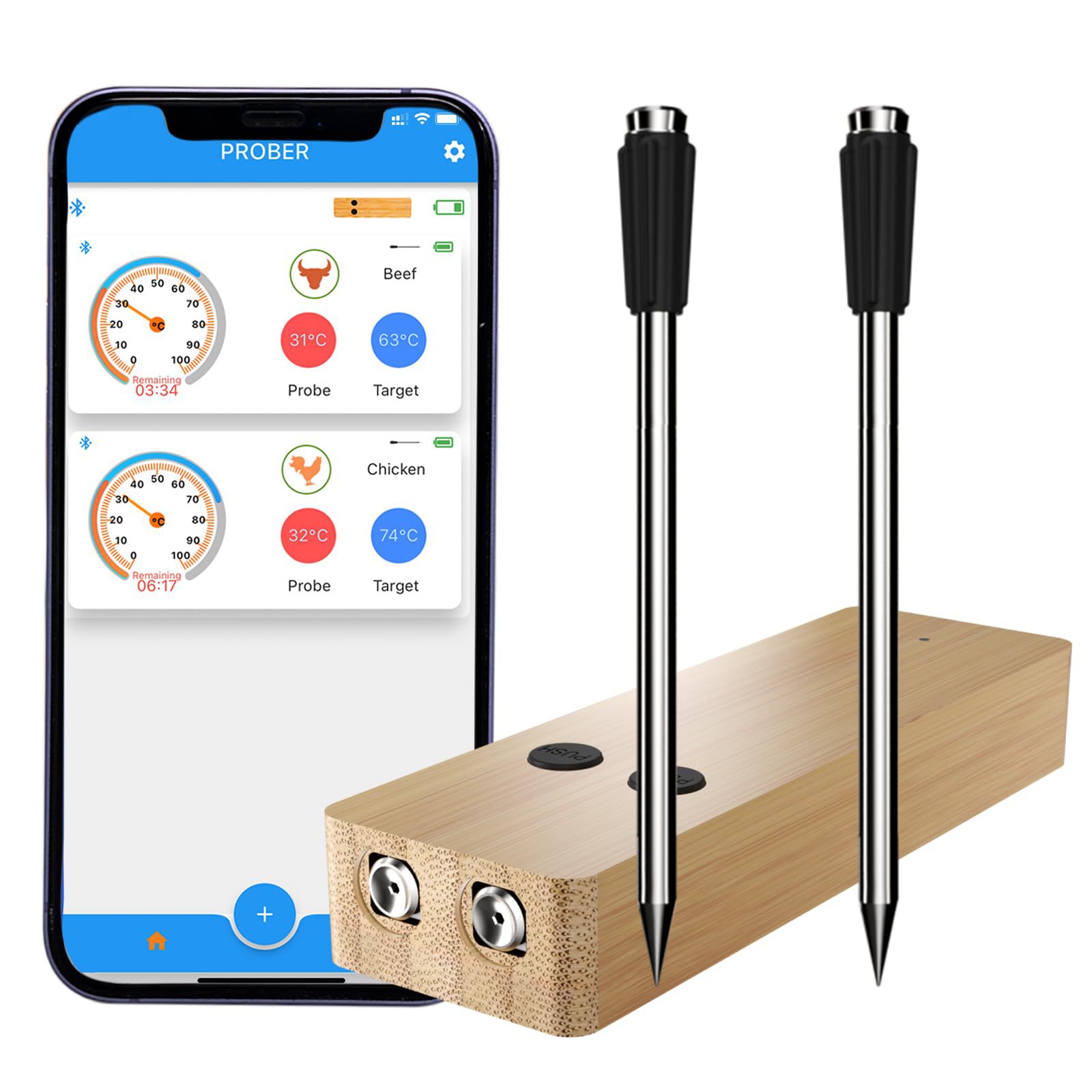 Cross-border Hot Selling Smart Wireless Bluetooth Barbecue Barbecue Barbecue Thermometer Ejection Oven Meat Food Thermometer