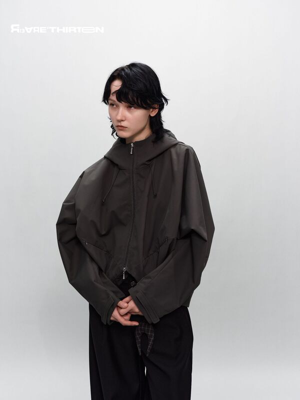 十三行R13新款夹克时髦廓形显瘦连帽高领短款风衣外套女2025AW|undefined