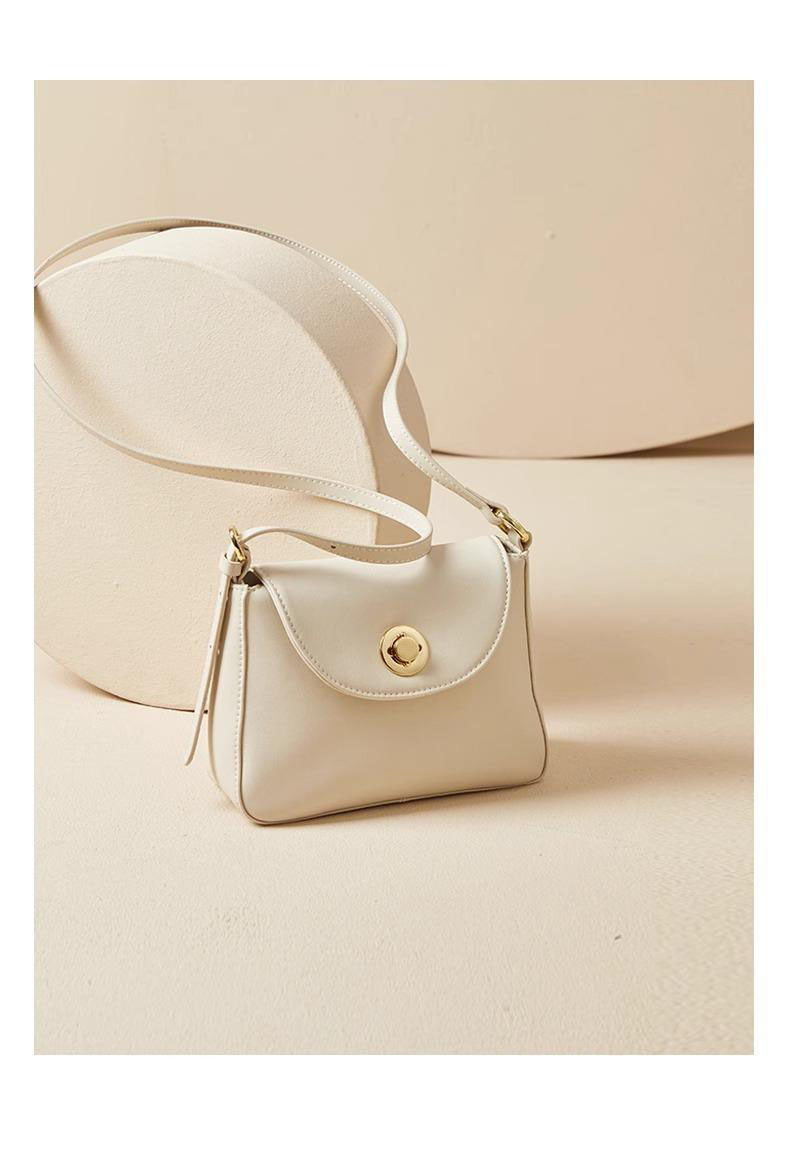 Túi đeo chéo nữ da vân cá sấu phong cách mới, kiểu gối ôm sát nách, kích thước 19×7.5×14 cm — sữa cam chi tiết 25