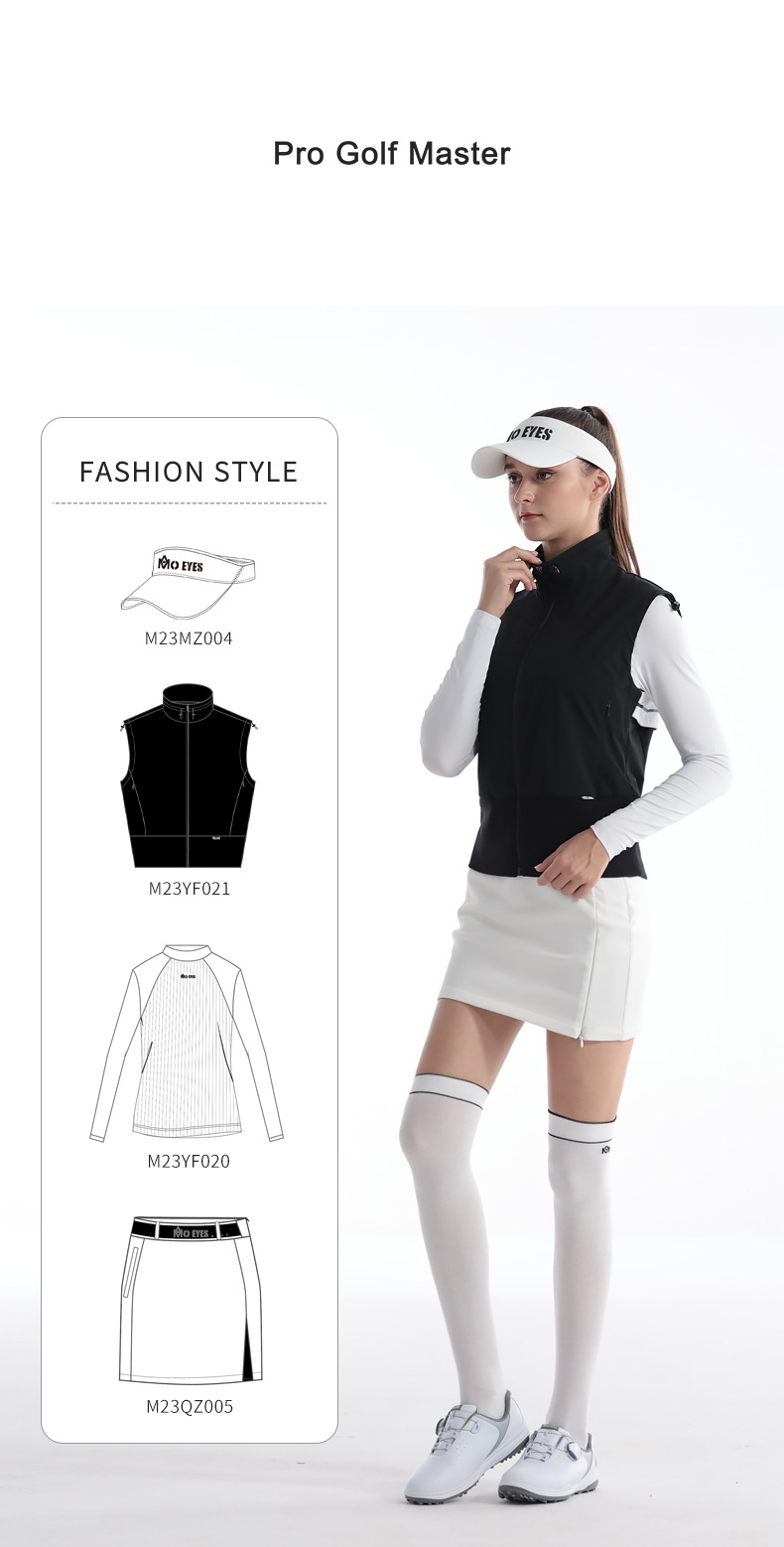Áo gi lê golf nữ cổ đứng chống gió có khóa kéo — M23YF021-Vest màu xám nhạt, M23YF021-Áo vest trắng, M23YF021-Áo vest đen chi tiết 9