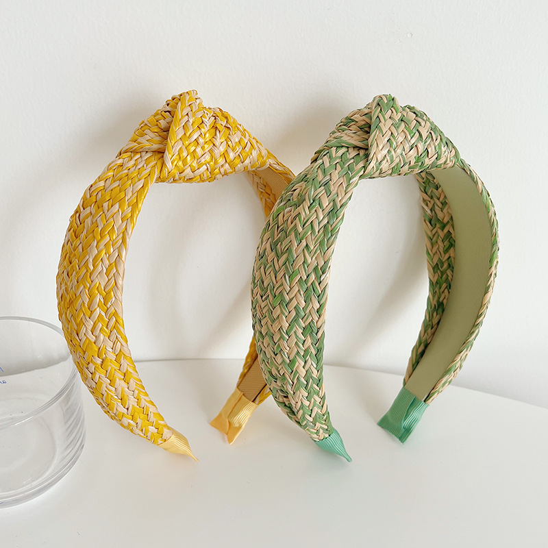 韓國東大門草編打結髮箍時尚簡約頭飾2022年新款頭箍髮飾批發F903