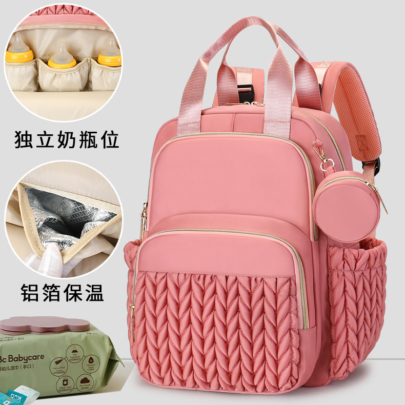 Cross-Border Popular Mommy Bag, Large Capacity, High-End Mother and Baby Bag, Backpack, Multifunctional Baby Daddy Diaper Bag