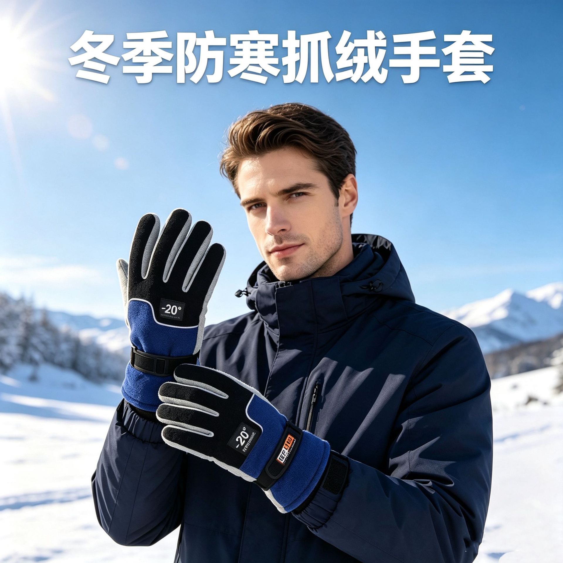 Men's winter non-slip keep warm gloves for adults