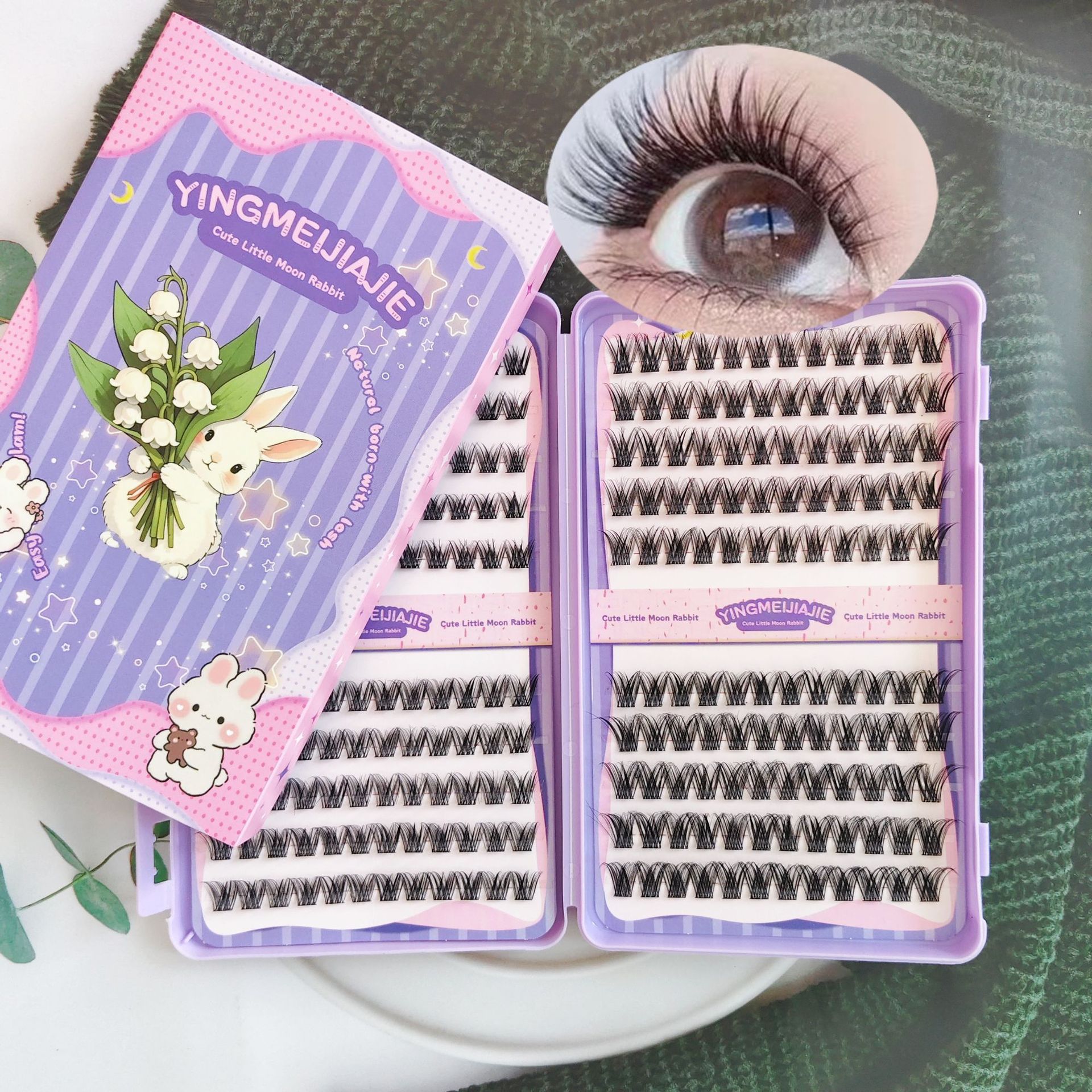 20 filas de paquete de caja de regalo de pestañas falsas transfronterizas, pestañas falsas densas, pestañas falsas sin pegamento.