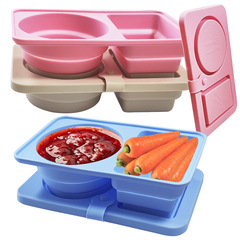 Silicone snack container 硅胶双格调味盒酱料盒零食容器可折叠