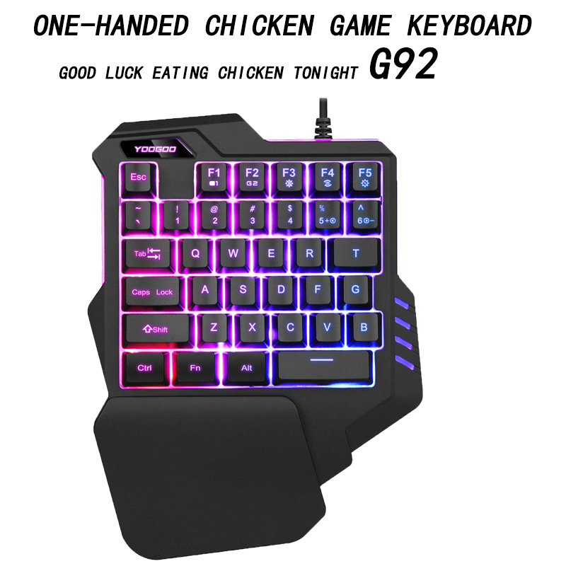 Cross-Border In-Stock G92 One-Handed Keyboard with Mechanical Feel, Gaming Left-Hand Ergonomic 35-Key Wired Mobile Gaming Keyboard