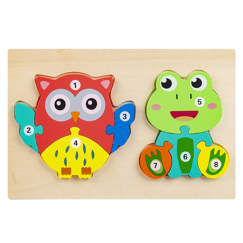 Pensamiento lógico para niños, cadena alimentaria, rompecabezas 3D, tablero de emparejamiento de bloques tridimensional, educación temprana, juguetes de madera educativos