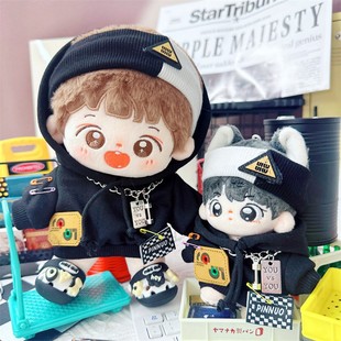 Ready-Made Cotton Doll Clothes 10Cm15Cm20Cm Black Sweatshirt Casual Suit Boy Clothes Headband Accessories