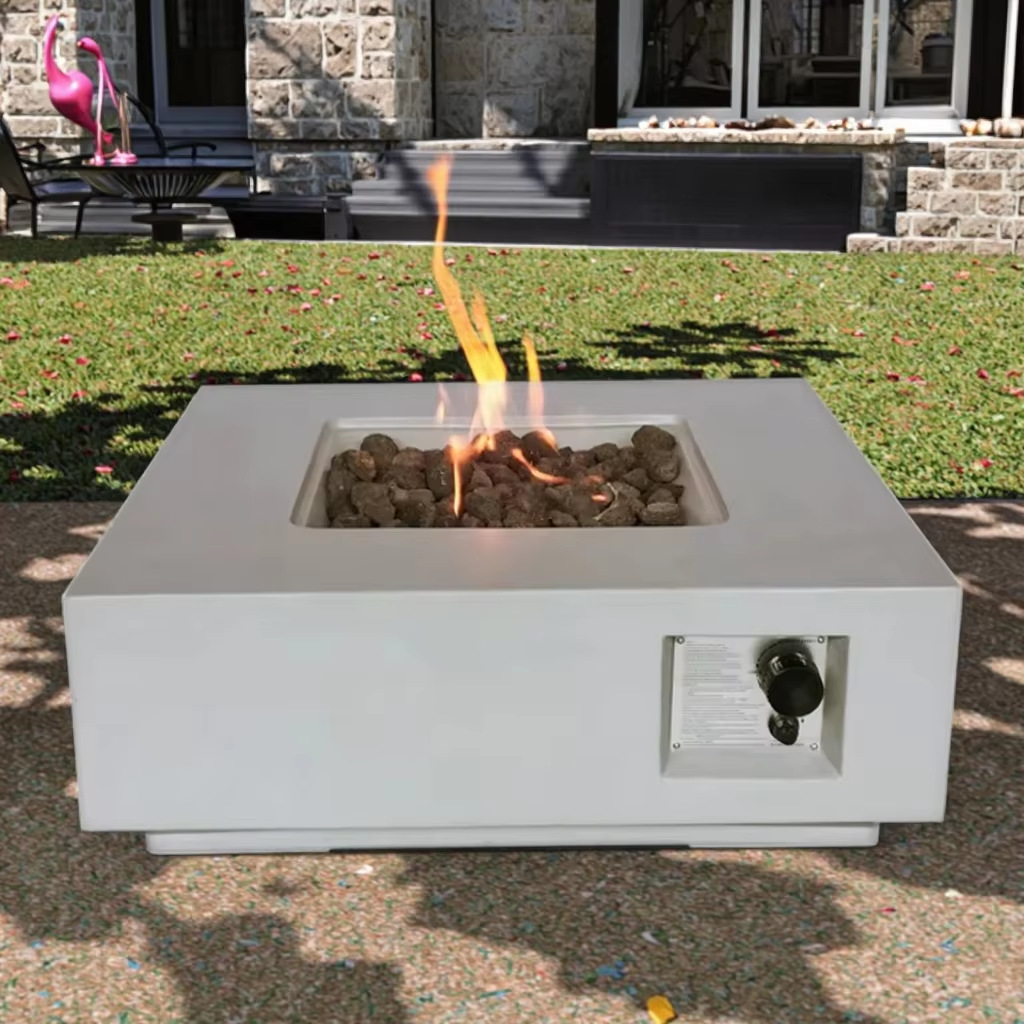 Natural Gas Patio Propane Fire Pit Table Windproof Durable Concrete Stove Table Free Placement Outdoor Indoor Fire Pit