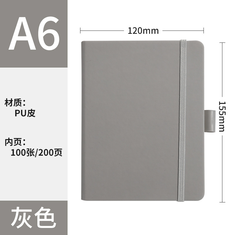 A6 gris + Correa + bolígrafo elástico