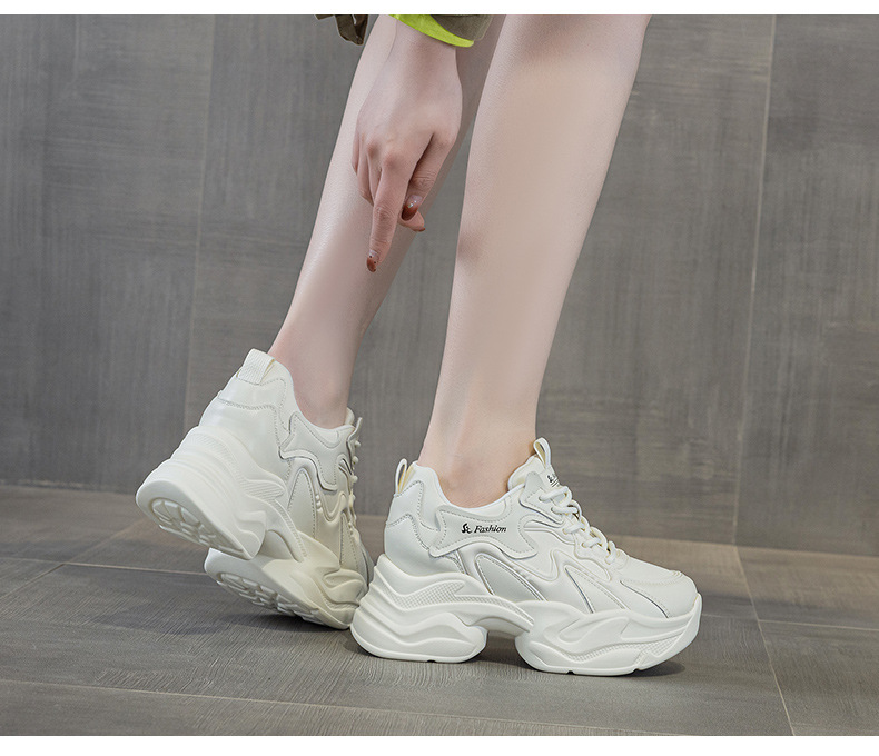 Giày sneaker nữ đế dày tăng chiều cao phong cách thể thao — Đen lót lông 5351-1, Đen lót đơn 5353, Be lót lông 5351-1, Be lót đơn 5351 chi tiết 32
