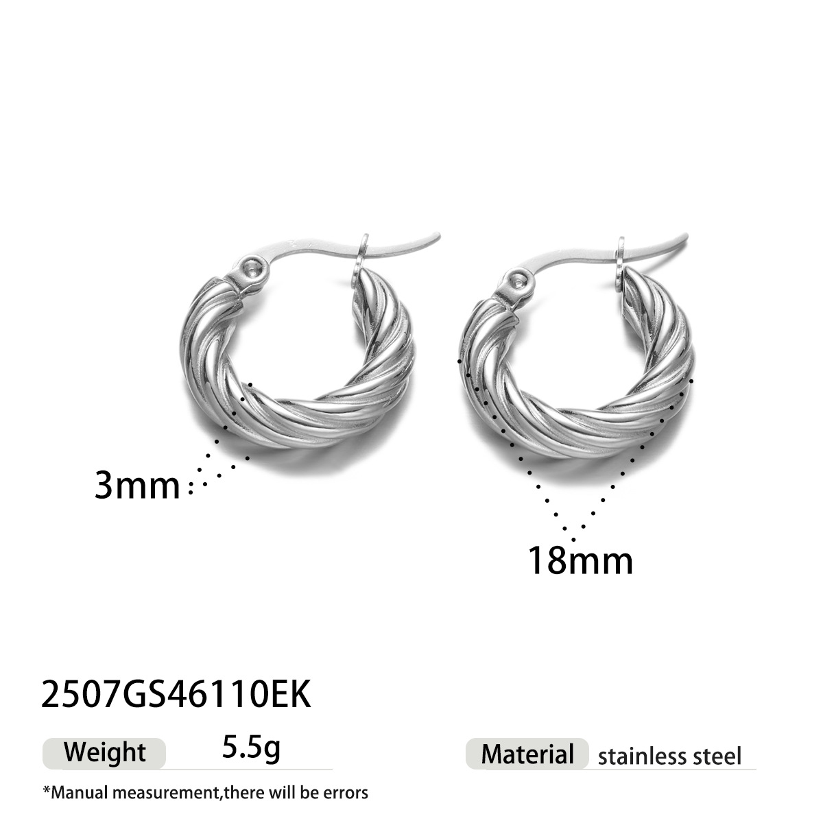 Taina europa y americana pendientes de acero inoxidable lujoso ligero de alto nivel sentido de rosca de tornillo torcido de acero de titanio de color contraste joyería no se desvanece