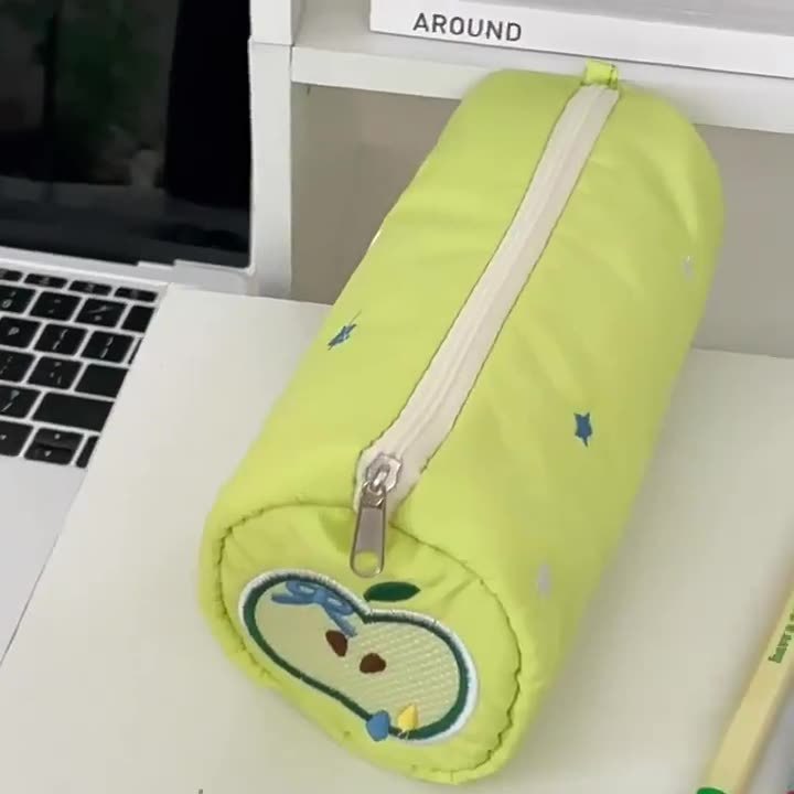レッドアップルスターペンバッグシンプルな女の子かわいい化粧品バッグ学生大容量文具収納鉛筆バッグ卸売|undefined