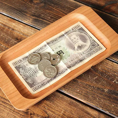 木质托盘 榉木零钱盘木制现金硬币托盘 长方形实木整理收纳盘现