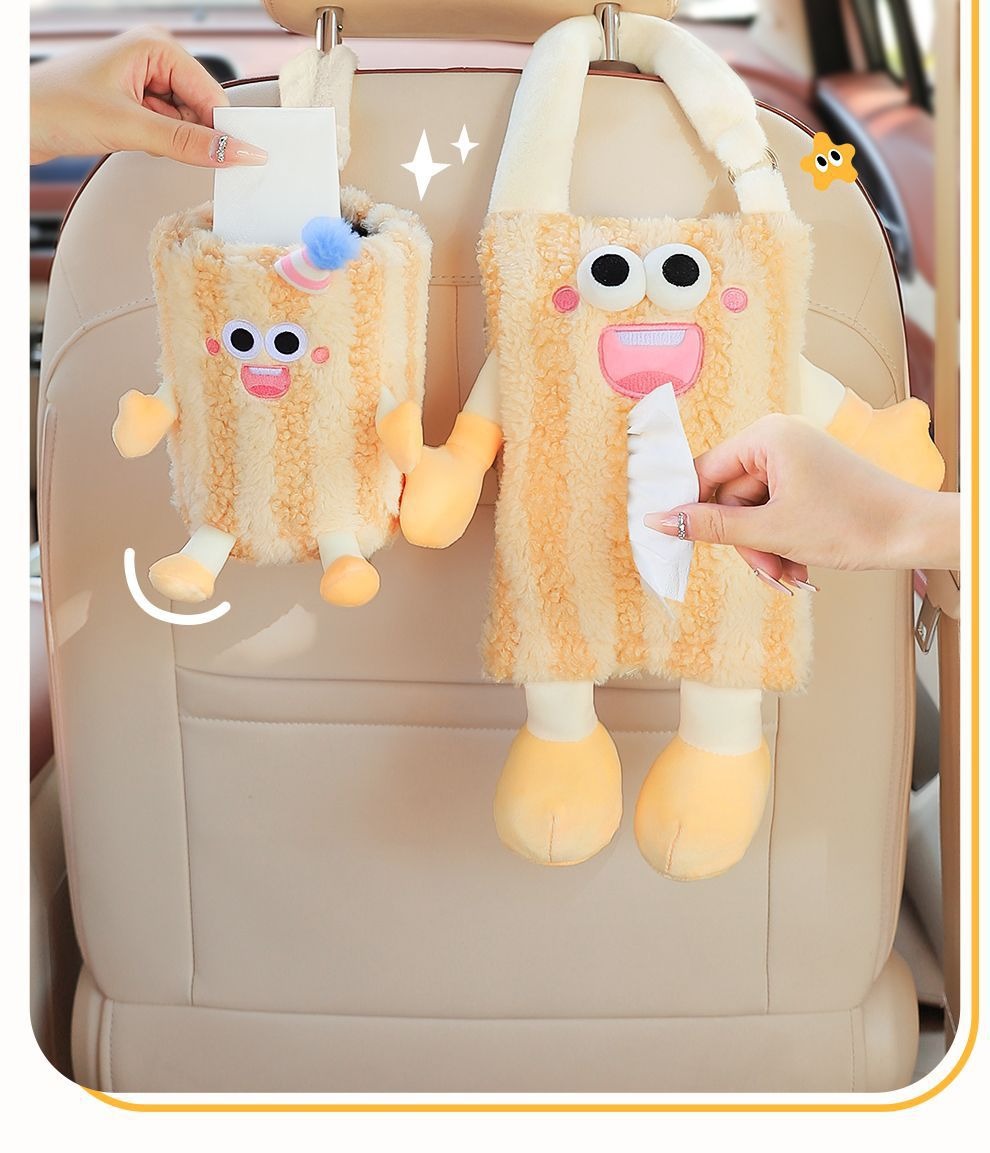 Car Tissue Box Car Seat Back Hanging Tissue Pumping In-car Rear Drawer Box Cute Decoration Supplies In-car