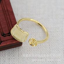 螺钿仿点翠珐琅彩DIY戒指发冠保色铜20*5MM猫咪戒指手作材料B3757