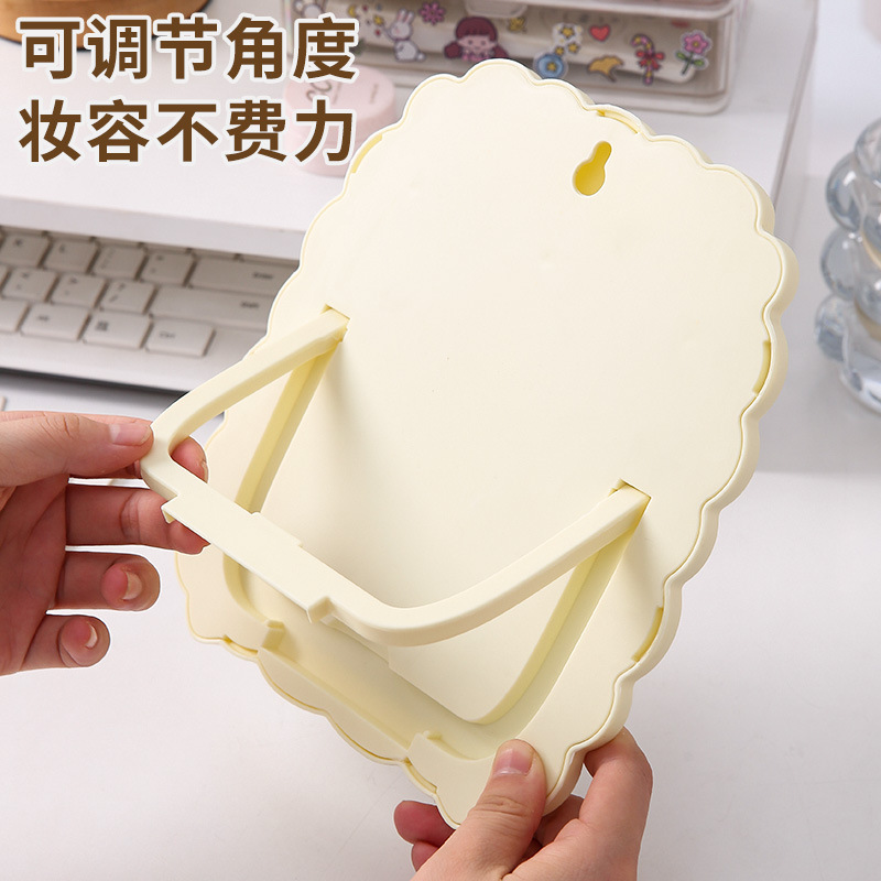 Espejo de maquillaje plegable con orejas de oso, portátil y lindo