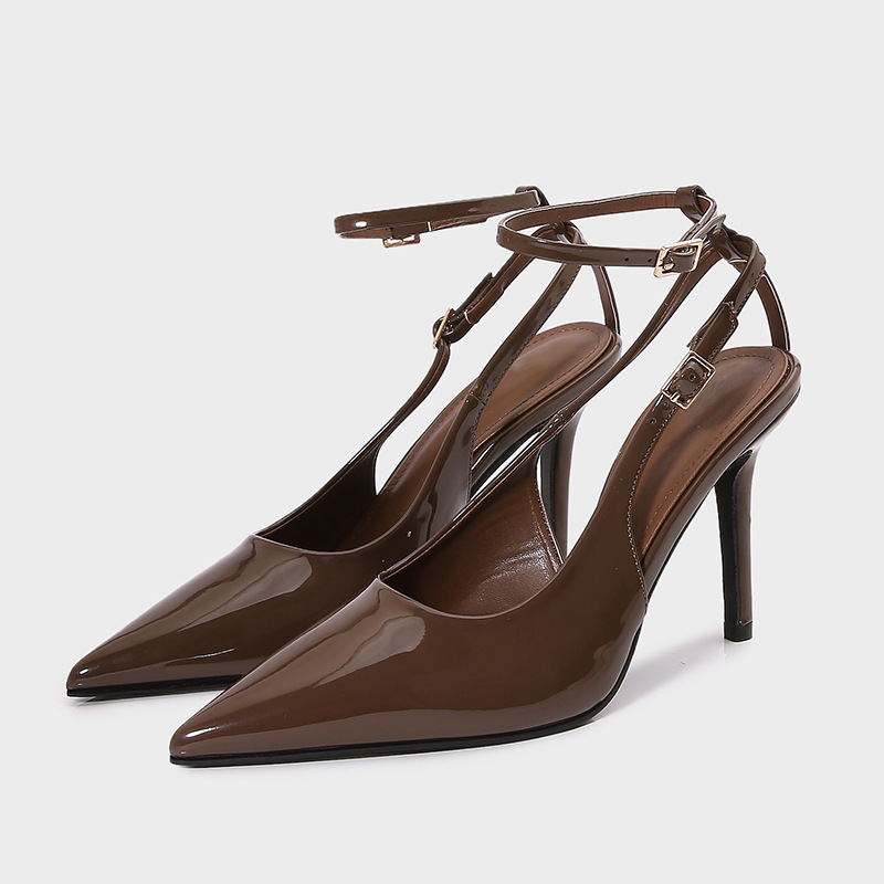 ZA Women's Shoes 2025 Spring New in Khachi Green Patent Leather Pointed High Heels Shoes with Shallow Mule Shoes Women