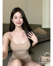 吊带背心女韩系纯欲风性感方领带胸垫设计感春季新款内搭纯色上衣