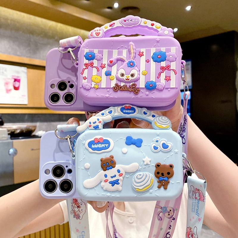 手提美乐蒂适用三星S23手机壳卡通A55星黛露零钱包A25创意挂绳
