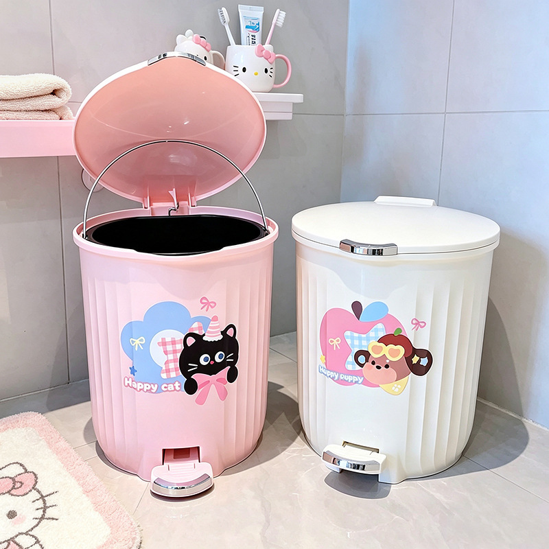Cute Pedal Trash Can, Cartoon Design, High Aesthetic Value, For Home Use in Bedroom, Living Room, Bathroom, Large Pedal Trash Bin with Lid Cute Pedal Trash Can, Cartoon Design, High Aesthetic Value, For Home Use in Bedroom, Living Room, Bathroom, Large Pedal Trash Bin with Lid