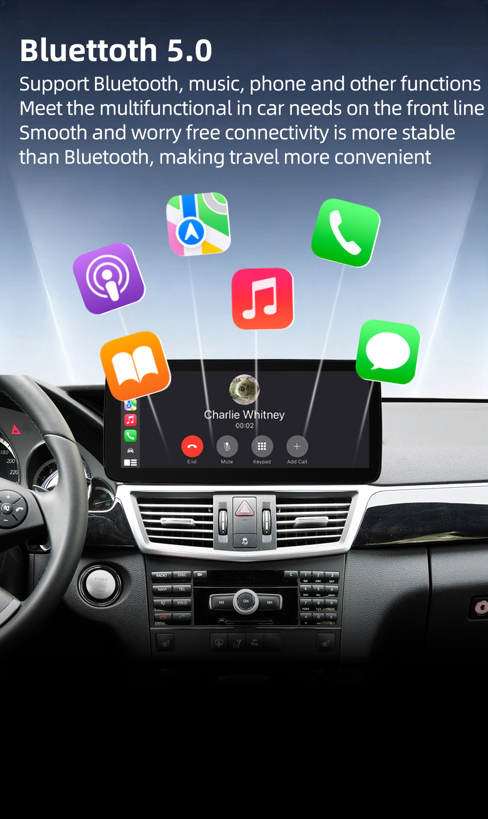 Car Bluetooth Carplay Is Suitable for Mercedes-Benz E-Class 4-Door Model W212 2010-2016 Navigation Center Console Large Screen